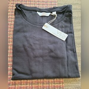Vesi Black Cotton Three Quarter Sleeve Shirt XXL